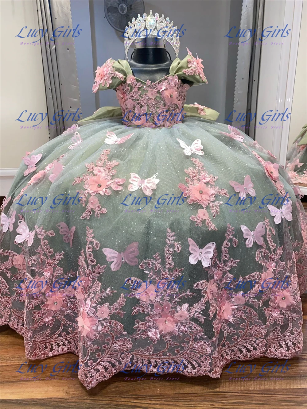 Quality Luxurious Flower Girl Dress Tulle Fluffy Applique Wedding Ball Princess Little Girls Birthday Party Evening Ball Gowns