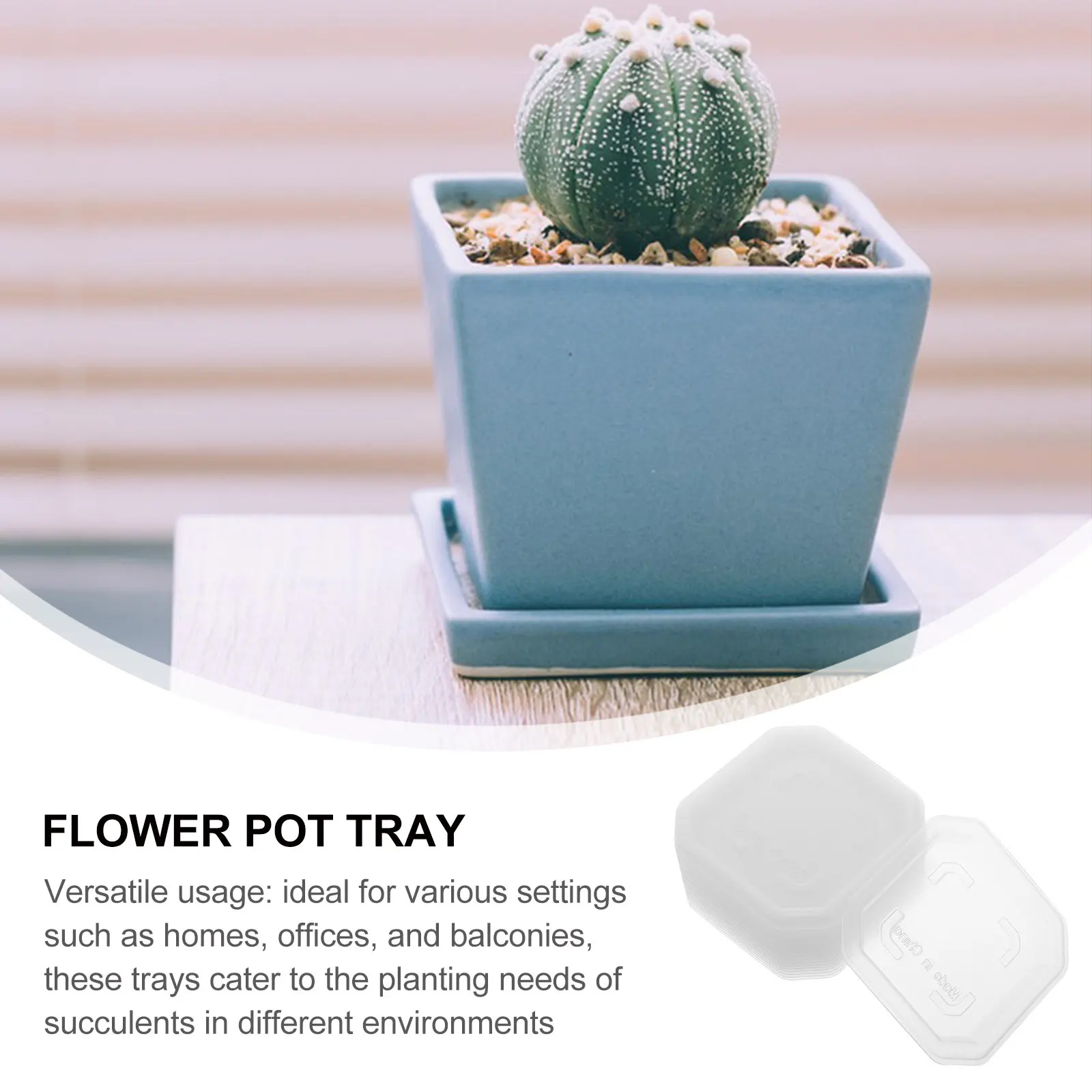 20Pcs Breathable Thick Clear Plastic Flower Pot Tray Square Design for Indoor Outdoor Plants Succulent Planting Garden Water