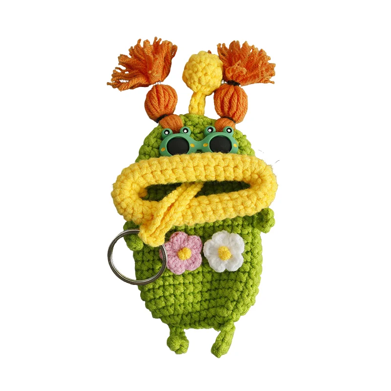 1. Keychains كروشيه مضحك الحياكة لطيف السجق الفم دمية حامل المفاتيح مفيدة حقيبة تخزين محبوك أقراط لمفاتيح السيارة