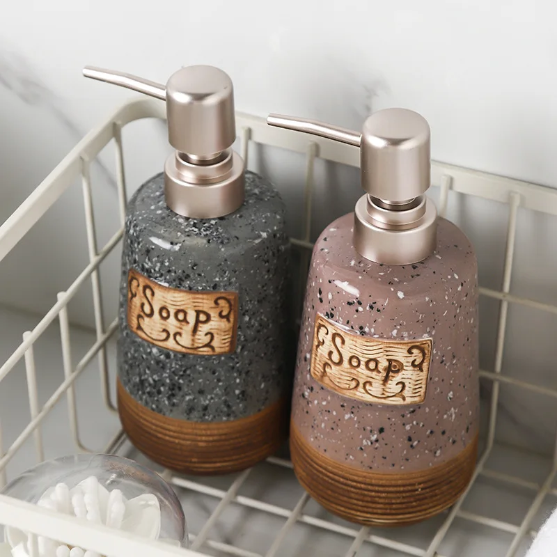 420ml Retro Soap Dispenser Ceramics Shampoo and Shower Gel Dispenser Ins Style Bathroom Accessories Bathroom Storage Bottle