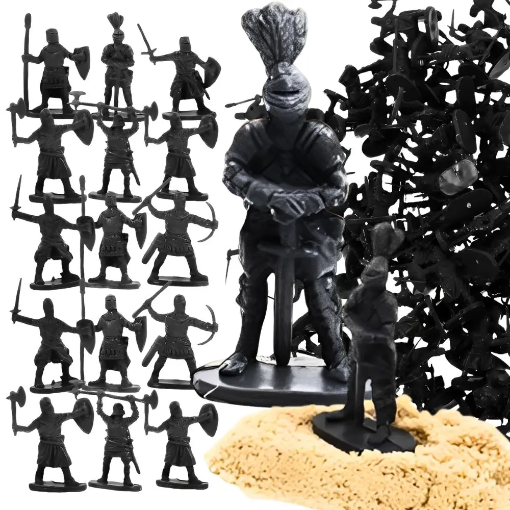 

24pcs 2.7cm Grey Medieval Knights Action Figure Set, Random Style Mini Soldier Ornaments for War Scene & Collection Decor YMY