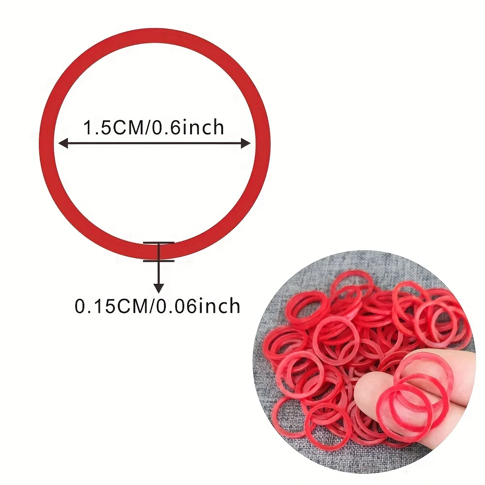 2000 Stuks Rode O Ringen Elastiekjes 1.5Cm/0.6Inch Elastiekjes Elastische Rubberen Ring Rekbare Latex Ringen Benodigdheden