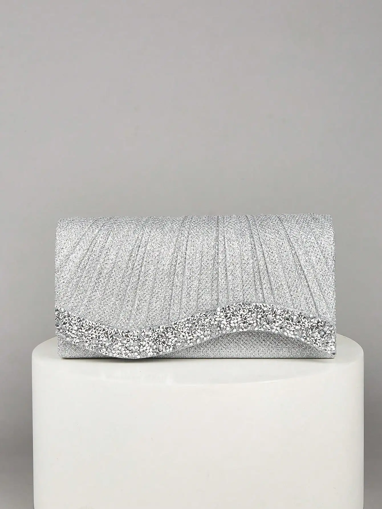 

Lightweight, Business Casual Rhinestone Decor Bucket Bag Mini Drawstring Design, Clear Bag Fashion Faux Pearl Bag Evening Bag