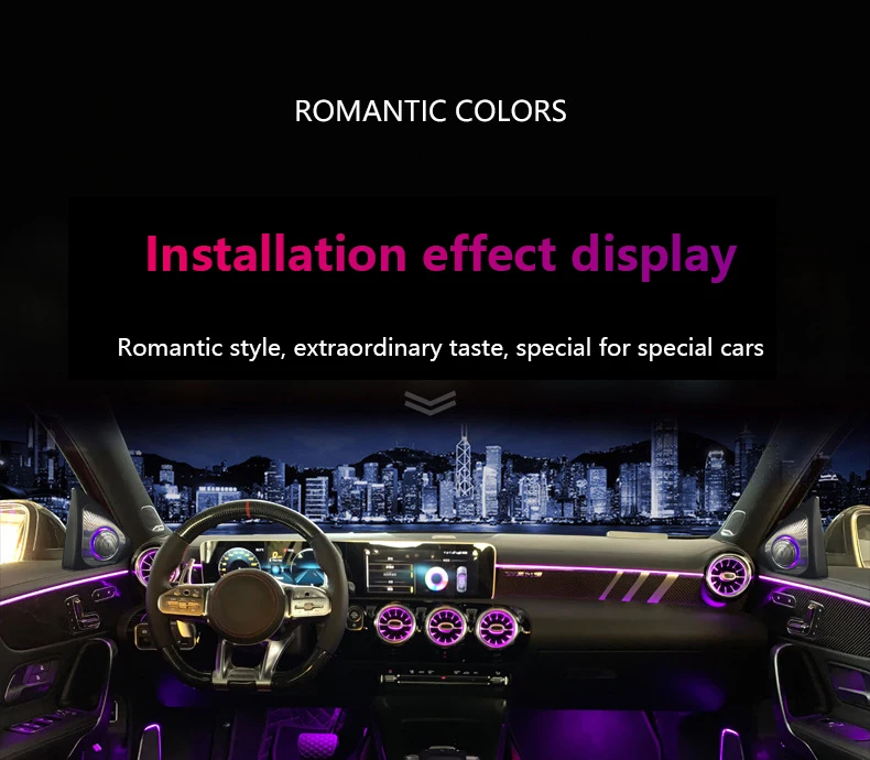 For Mercedes-Benz W177 W118 W247 A B Class GLA GLB CLA 64 Color Car Refit LED Ambient Light Air Vents Nozzle 4D Tweeter Speaker