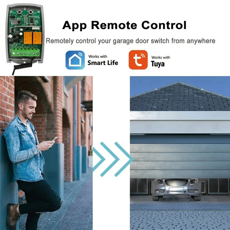 【B89E】Rolling Code 433Mhz Tuya WIFI Smart Receiver 2CH 7-32V Garagedeuropener Afstandsbediening Controller Zender