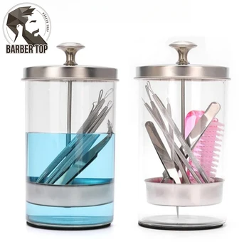 理容消毒剤ジャーコーム滅菌タンクガラス消毒キャニスターネイルツール美容師サプライヤーサロン滅菌ボトル