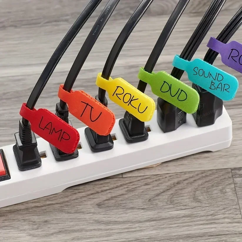 Random Durable Cable Ties 32pcs Durable MultiColor Cable Ties Write-On Cord Labels for Organization & Identification No Battery