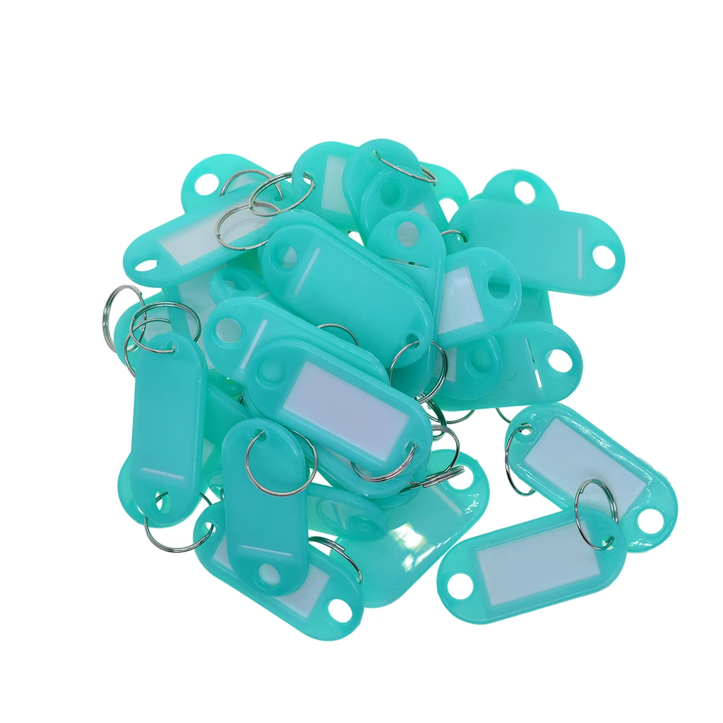 50 Pcs 65mm Plastic Key Tags Luggage Hanging ID Labels Window Keychain, Waterproof,