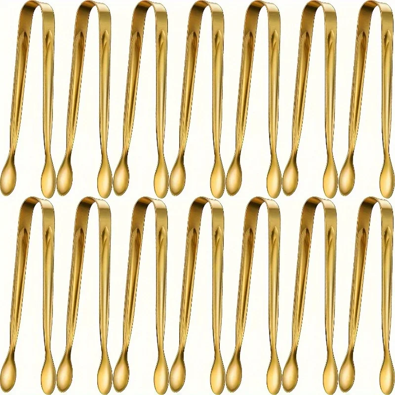5pcs Golden Mini Serving Tongs - Elegant Stainless Steel Appetizer & Snack Servers for Weddings, Parties, and Charcuterie Trays