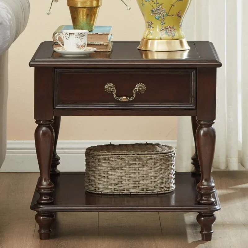 American solid wood living room side sofa side cabinet corner small coffee table bedside table shelf square phone table