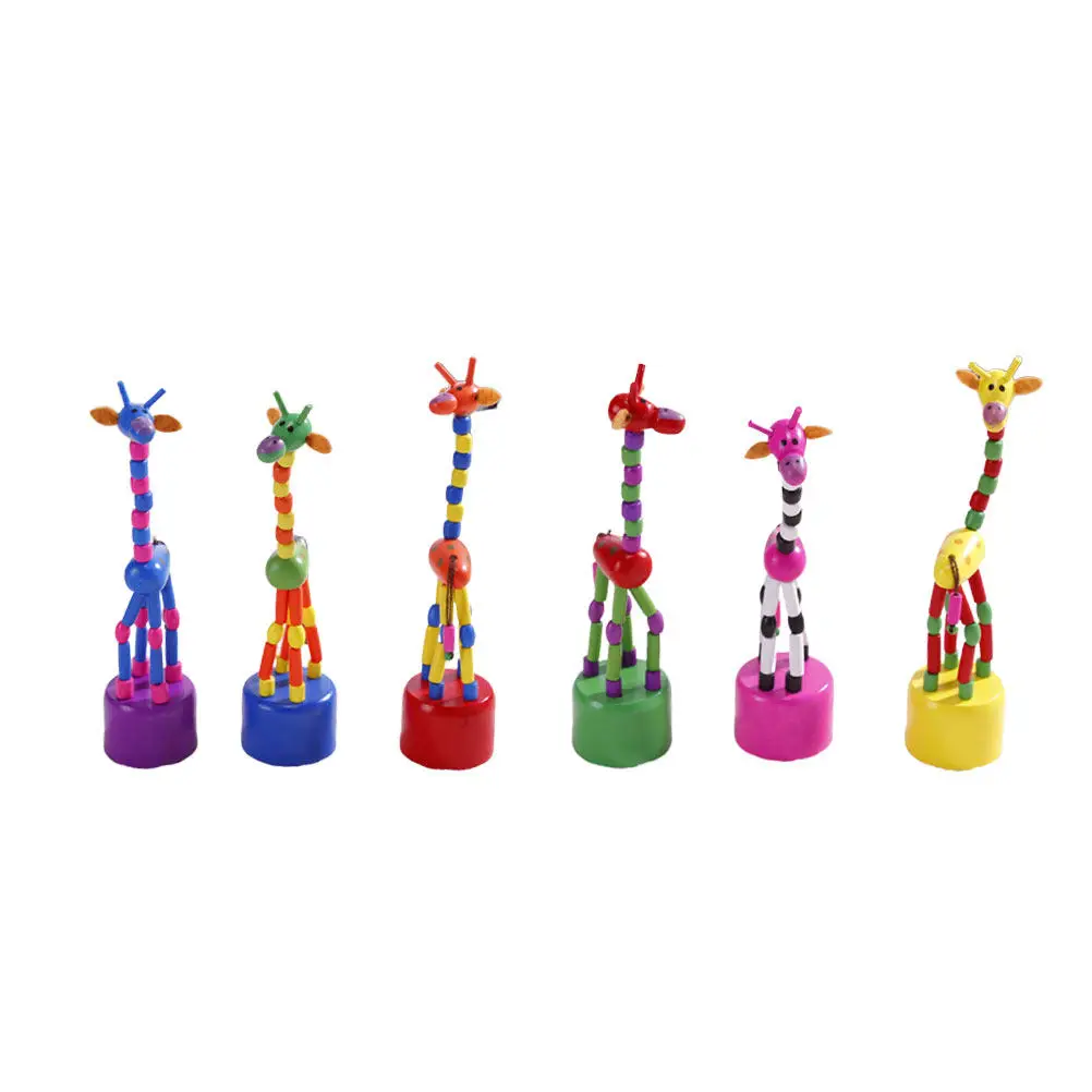 6pcs Wooden Dancing Giraffe Colorful Rocking Swing Desk Ornament For Kids Baby Learning Gift Fun Desktop Decoration Dancing