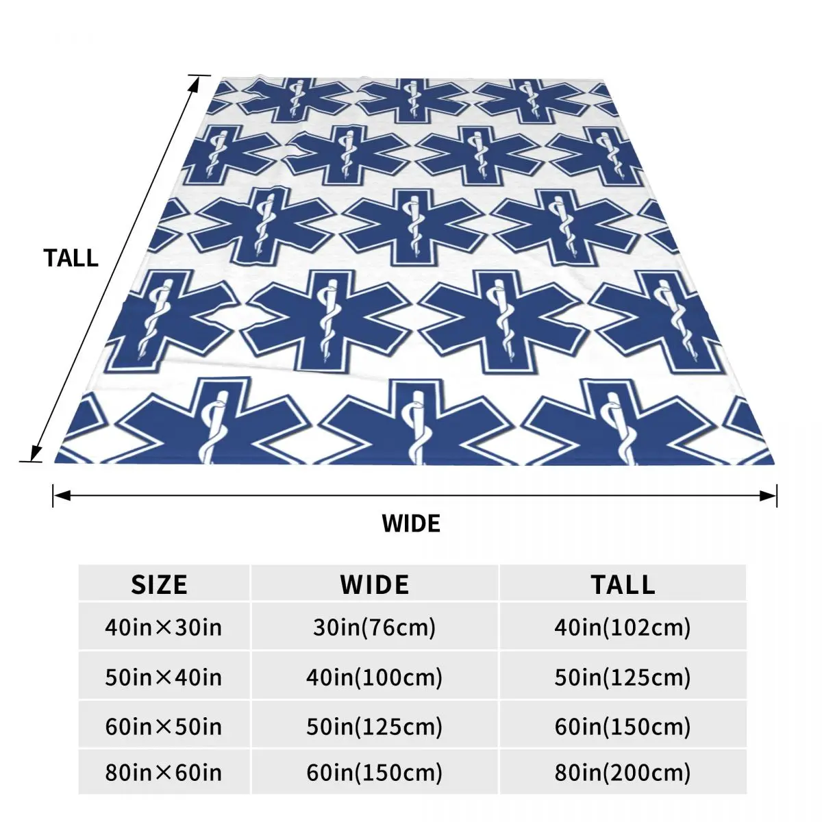 EMT Star Of Life Emergency Medical Blanket Soft Warm Flannel Throw Blanket Plush for Bed Travel Home Sofa