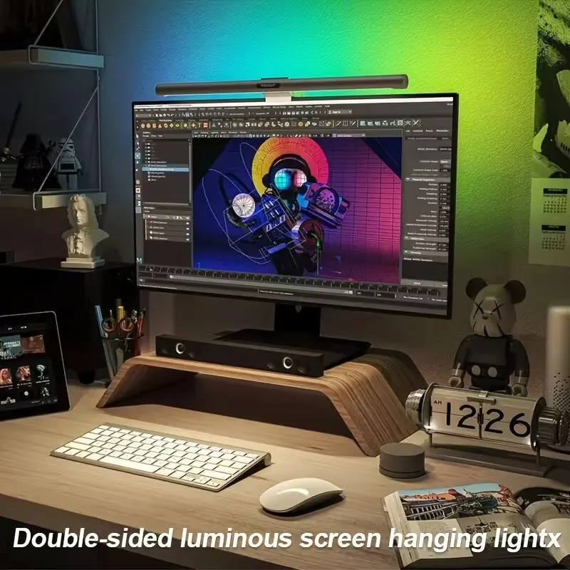 Black USB Powered LED Monitor Lamp 3-Color Portable Laptop Screen Light for Office And Home Essential Workspace Lighting