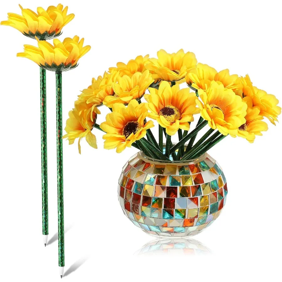 

Ручки с подсолнухом, шариковые ручки с искусственным цветком, креативная гелевая ручка с подсолнухом, 0,7 мм, ручка для письма с цветком для школы, офиса, дома T