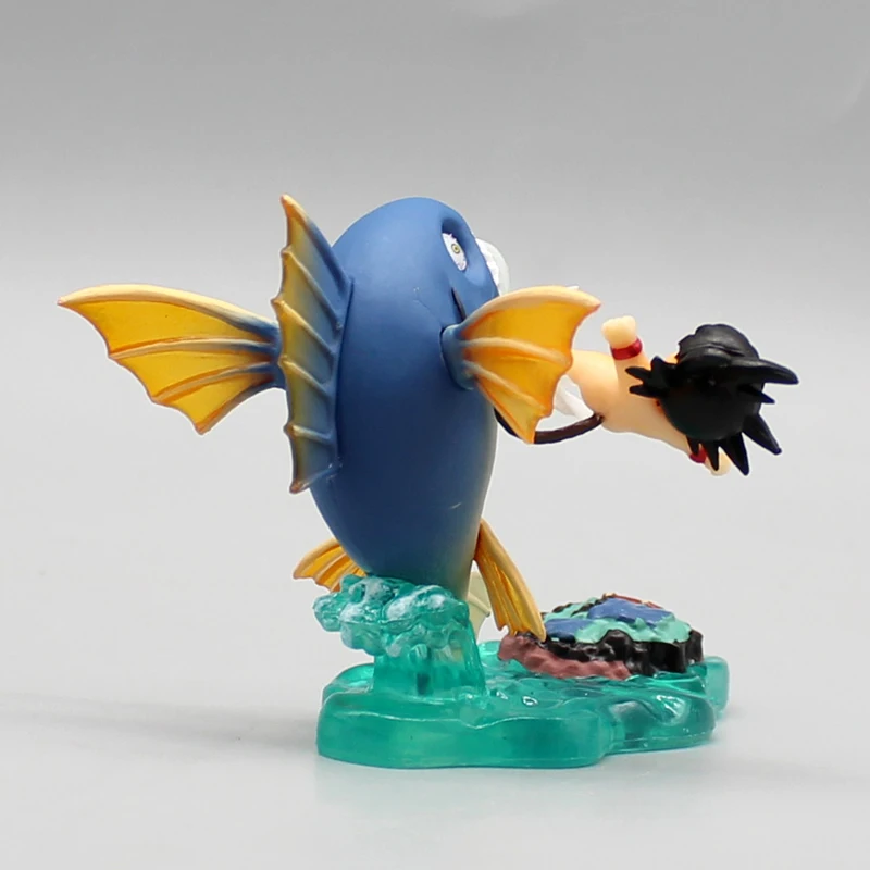 Figura de animación de Dragon Ball Son Goku Kakarotto Kick Fish, modelo de Anime, regalo Ornamental, Kit de garaje, adornos de decoración, 6cm