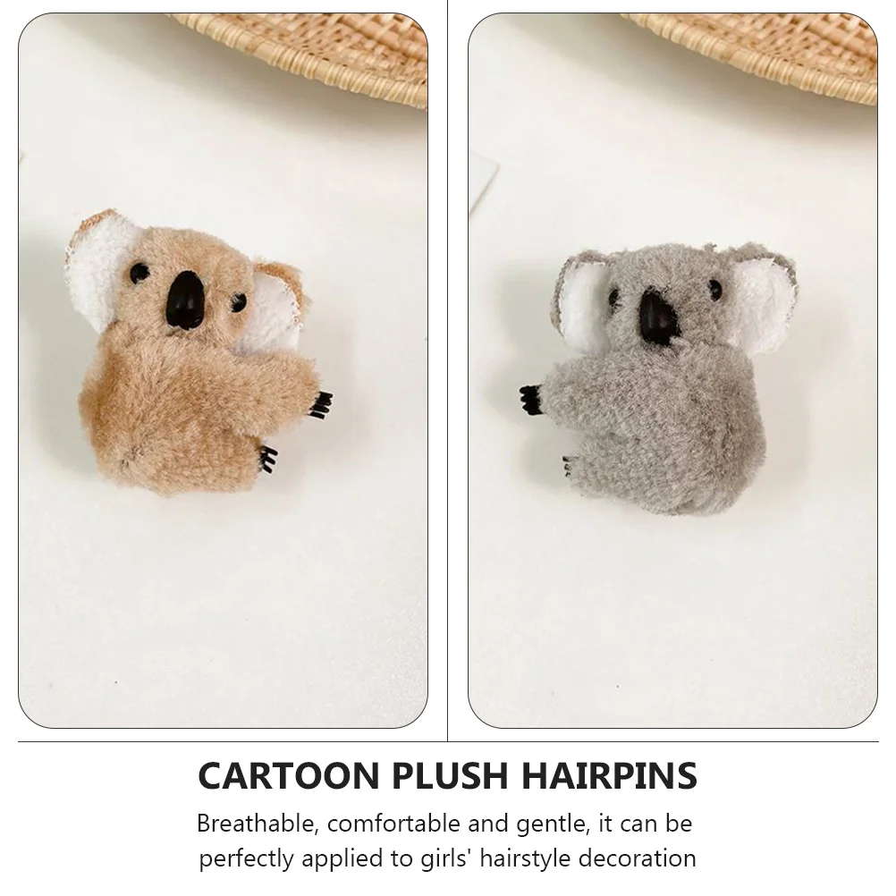 6 Pcs Koala Side Clip Stuffed Animals Hair Clips Decor Cute Adorable Hairpins Plush Girl Decorative Cartoon Baby