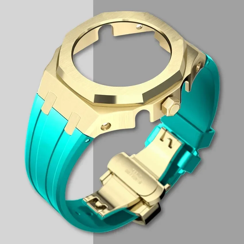 Nieuwe Gen5 Casioak Rvs Case voor G-Shock GA2100 Mod Kits Modificatie Kit Metalen Bezel Rubberen Band voor GA2110 GAB2100