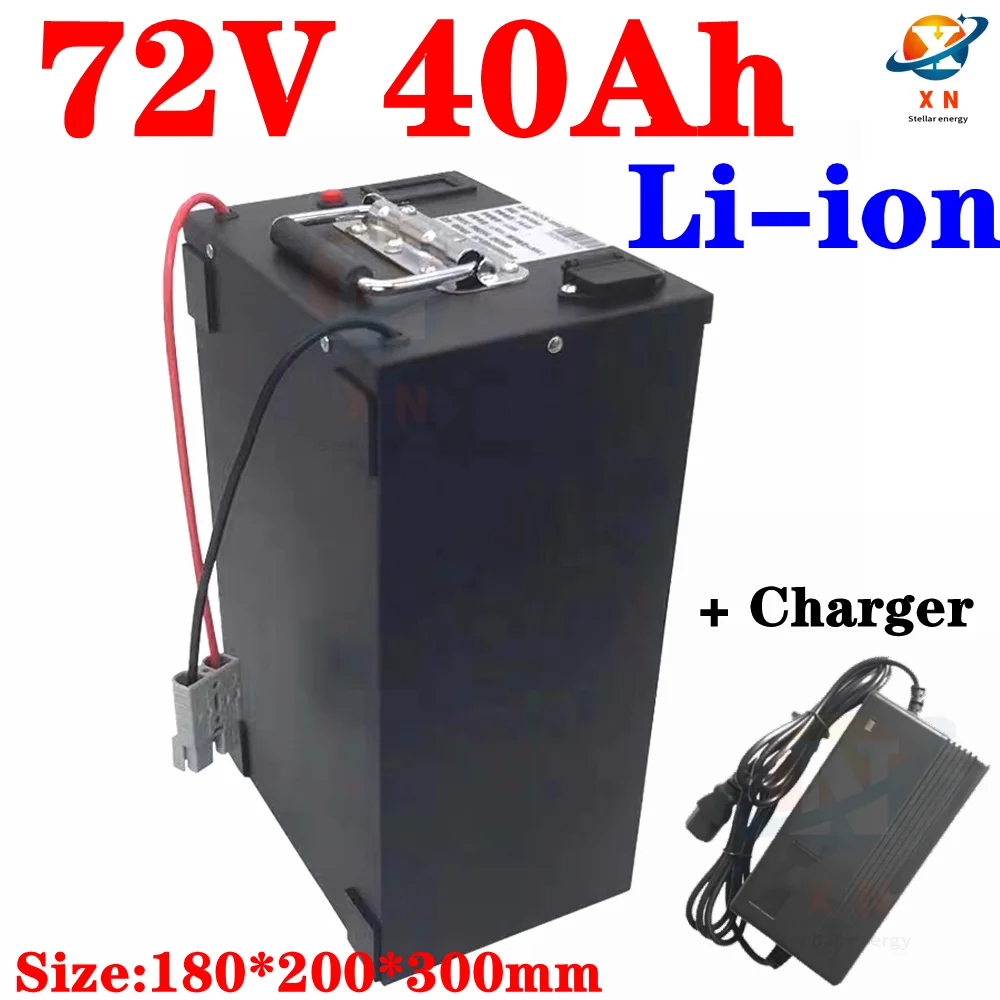 

lithium ion waterproof 72v 40Ah li-ion battery BMS for 5000w 3500w bicycle bike tricycle scooter Forklift +10A charger