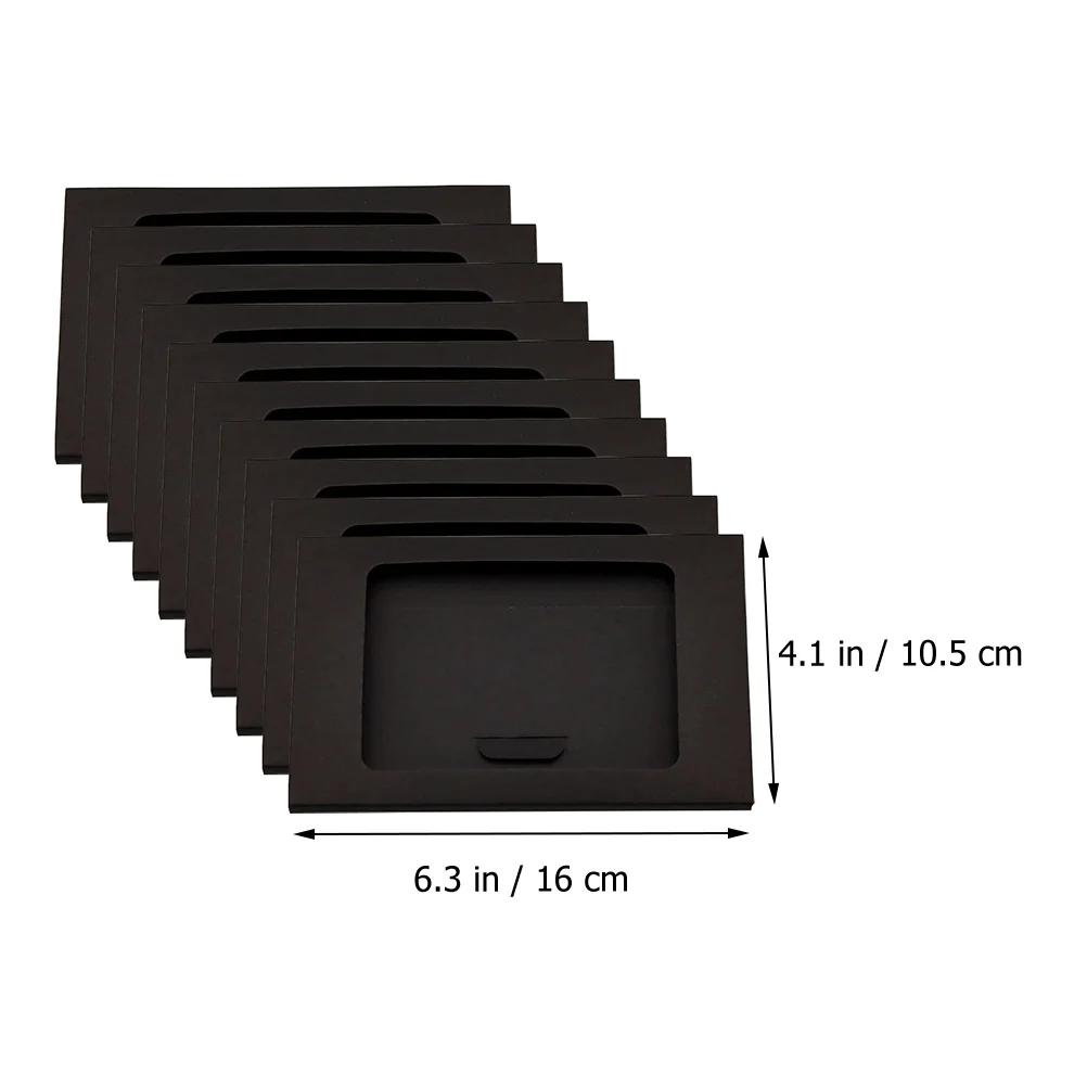 10pcs Envelop Boxes Kraft Paper Open Window For Postcards Letters Invoices Storage Container Paper Envelop Box Postcard Case