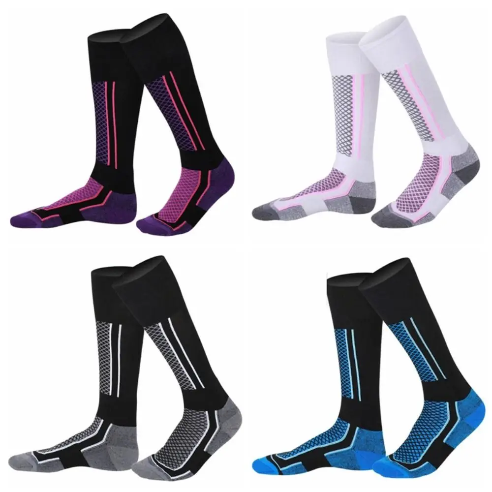 1 Pair of Cotton Blend Ski Socks Dehumidification Warm Long Tube Hiking Socks Repeated Washing Antiskid Sports Socks