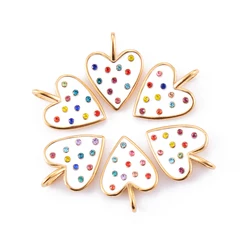 3pcs Colorful Rhinestone Enamel Heart Charms Pendant For DIY Women Jewelry Making Stainless Steel Necklace Bracelet Accessories