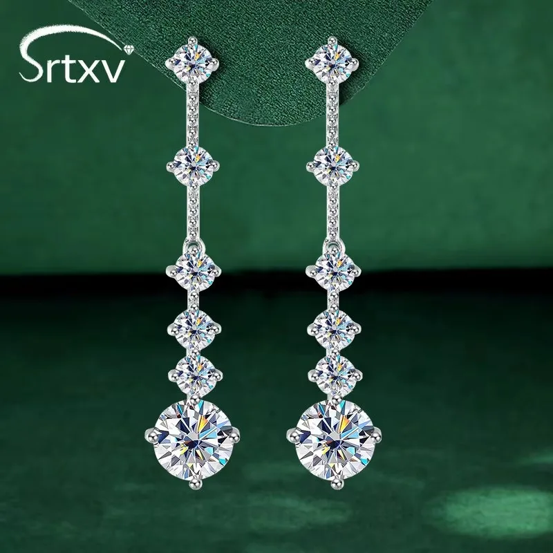 

Full Moissanite Drop Earrings For Women S925 Sterling Silver Hoop Long Tassel D Color Diamond Earrings Luxury Gifts Jewelry GRA