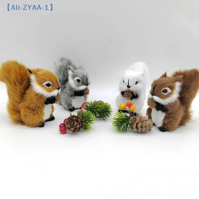 【ZYAA-1】1 Stück künstliche Tier-Tischdekoration, Mini-Kunst-Eichhörnchen-Figuren, Miniaturen, Plüsch-Simulations-Eichhörnchen-Ornamente