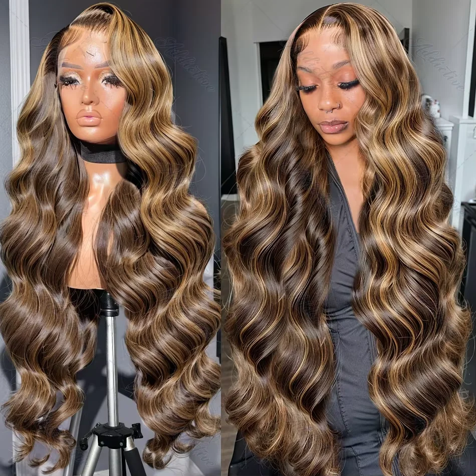 Highlight 13x4 Colored 4/27 Lace Front Wigs Ombre Blonde Body Wave Human Hair Wig Brazilian 13x6 HD Transparent Lace Frontal Wig