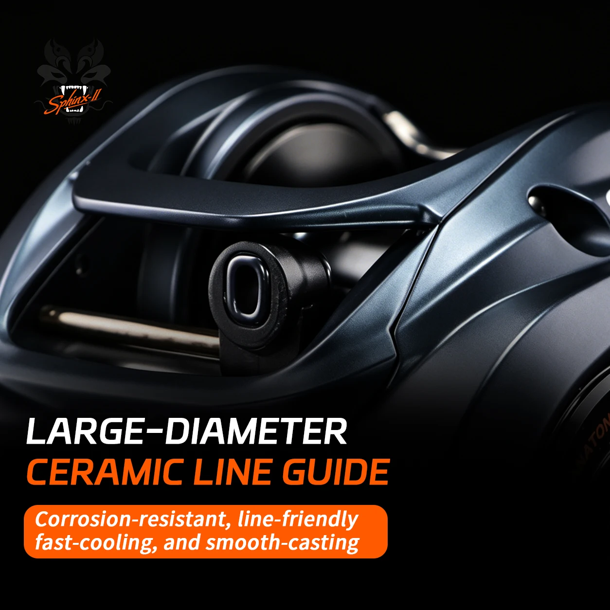 ANATONO Sphinx-II Professionelle Baitcasting-Angelrolle – 9+1 BB Salzwasserbeständig, 6,1:1 / 7,5:1 Übersetzungsverhältnis, Manganmessing – Detail 4