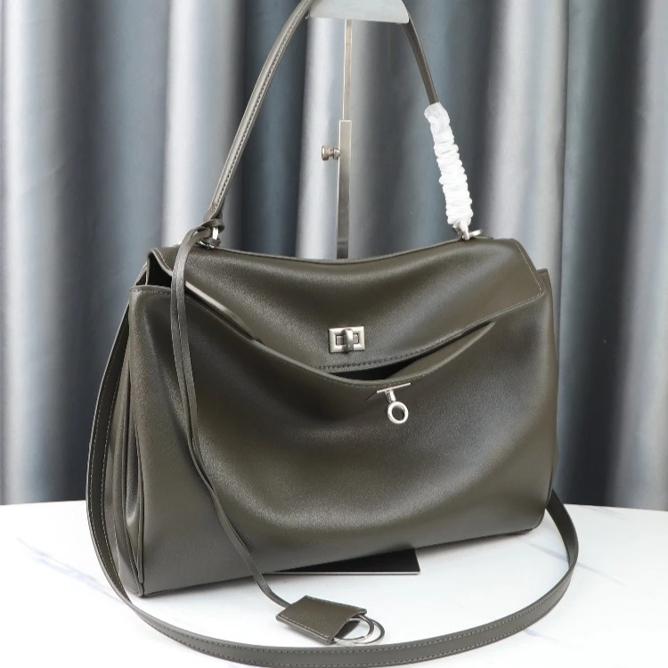 Echte Leder-Tragetasche mit Schnallenverschluss, Große Kapazität Unterarm-Schultertasche Designer-Handtasche Umhängetasche für Damen