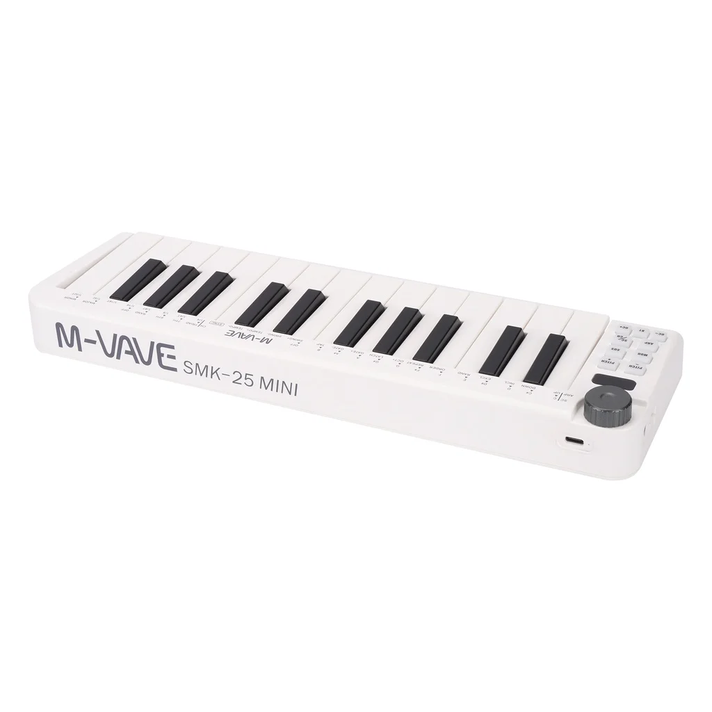 M-vave SMK-25 미니 MIDI 키보드, 속도 감지 키, 지지대 무선 USB 연결, 휴대용 시퀀서, 25 개