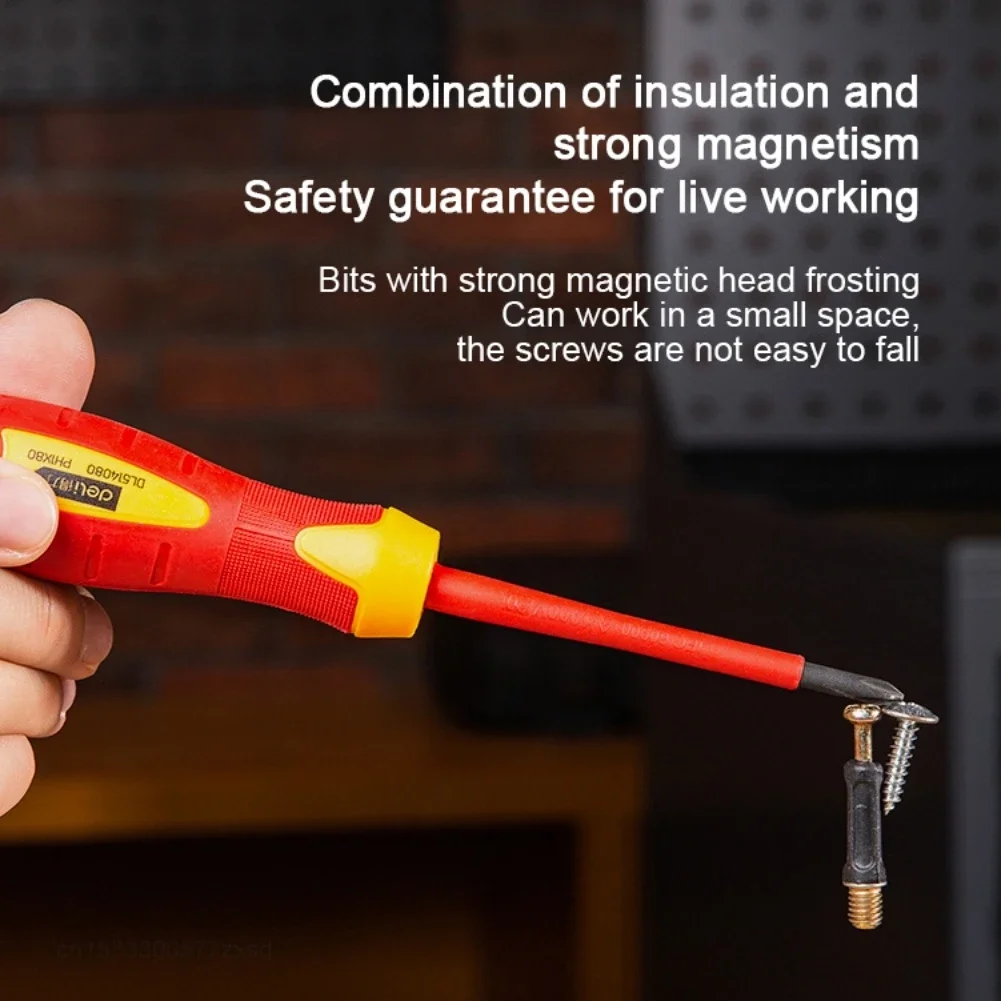 Xiaomi New DELI Insulated Phillips Slotted Screwdriver 1000V Electrician Screwdrivers Repair Tool Screw Driver with Magnetic Tip