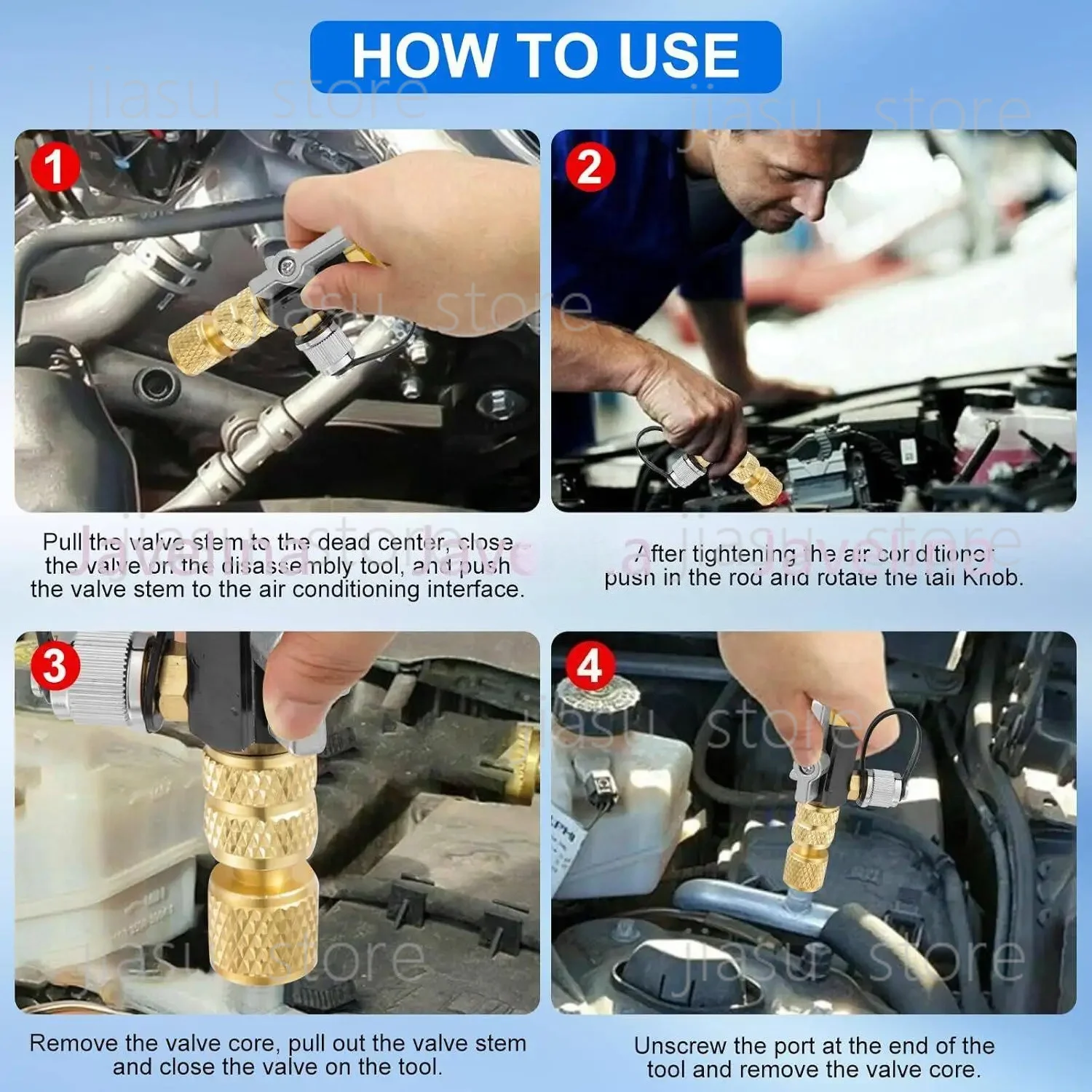 1/4 and 5/16 inch air conditioner visual valve core disassembly tool conversion adapter