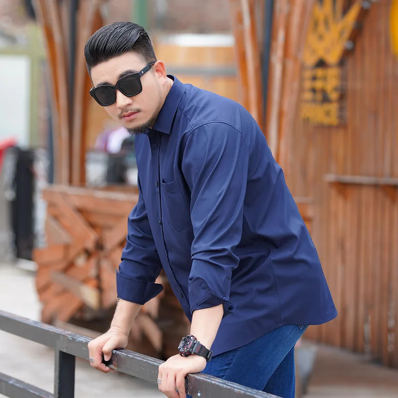 Oversized Long Sleeve Shirts for Men Thin Casual Loose Shirt Plus Size Business Shirt Summer Big Size Long Tops 68-175KG