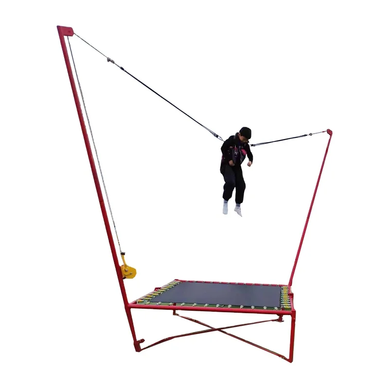 Factory price high quality 2*4m one-handed winch bungee jumping kids and adults entertainment trampoline park for sale
