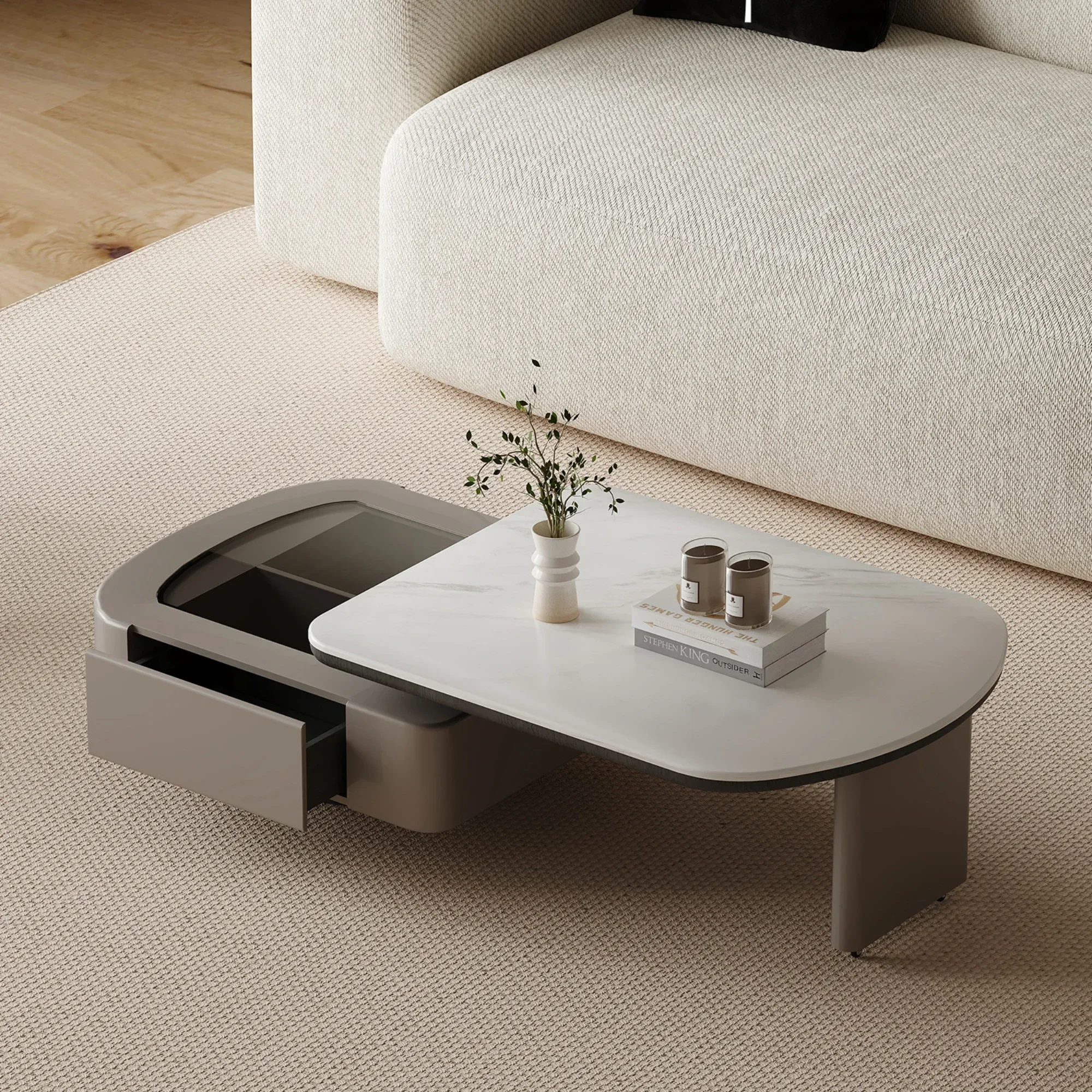 

Silent Style Microlite Rotating Coffee Table Living Room Home Italian Minimalist Special-Shaped High Sense
