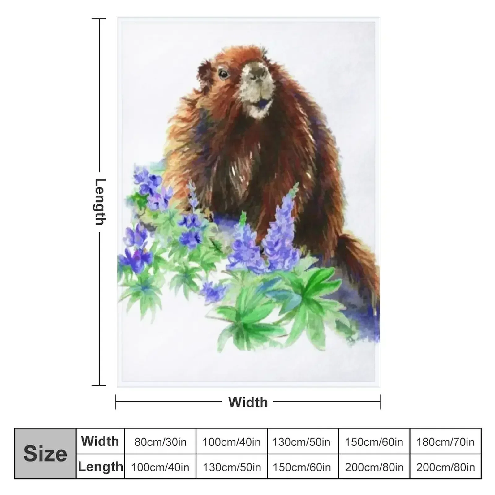 Marmot, Groundhog, Woodchuck,Watercolor Animal Throw Blanket Designers Beautifuls Hairy for sofa Blankets