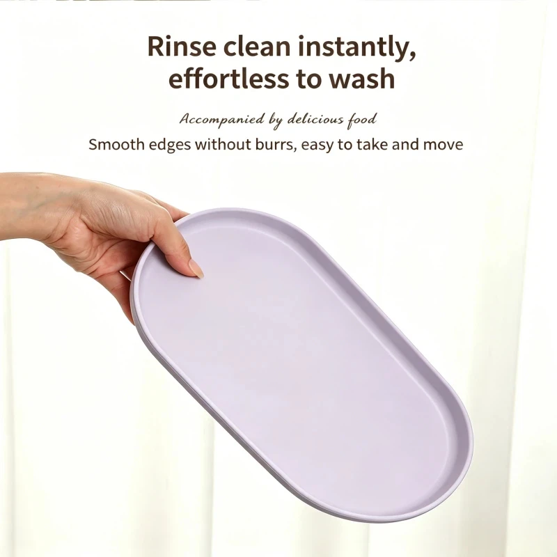 1Pcs Plastic Coffee Tray Oval Food Serving Plate With Smooth Surface For Household Dessert Anti-Fall Tray Afternoon Tea