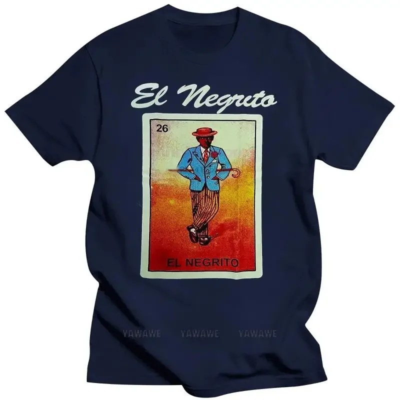 New arrived tshirt men's black tops Mexican Loteria El negrito black men t shirt humor t shirt vintage style short sleeve