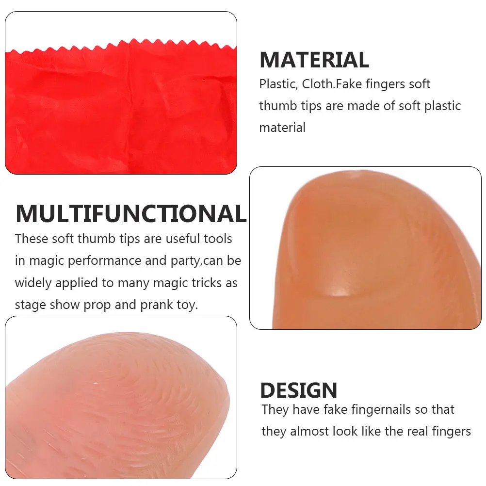 10 set di puntelli con punta per pollice finta che scompare trucco di seta che appare Halloween Stage Show Scherzo giocattolo realistico