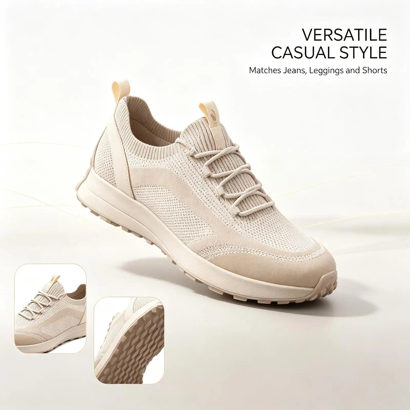 Skechers Women Natural Knit Walking Shoes Air-Cooled Memory Foam Cushion Breathable Lightweight Casual Sport Trainers 177160-NAT