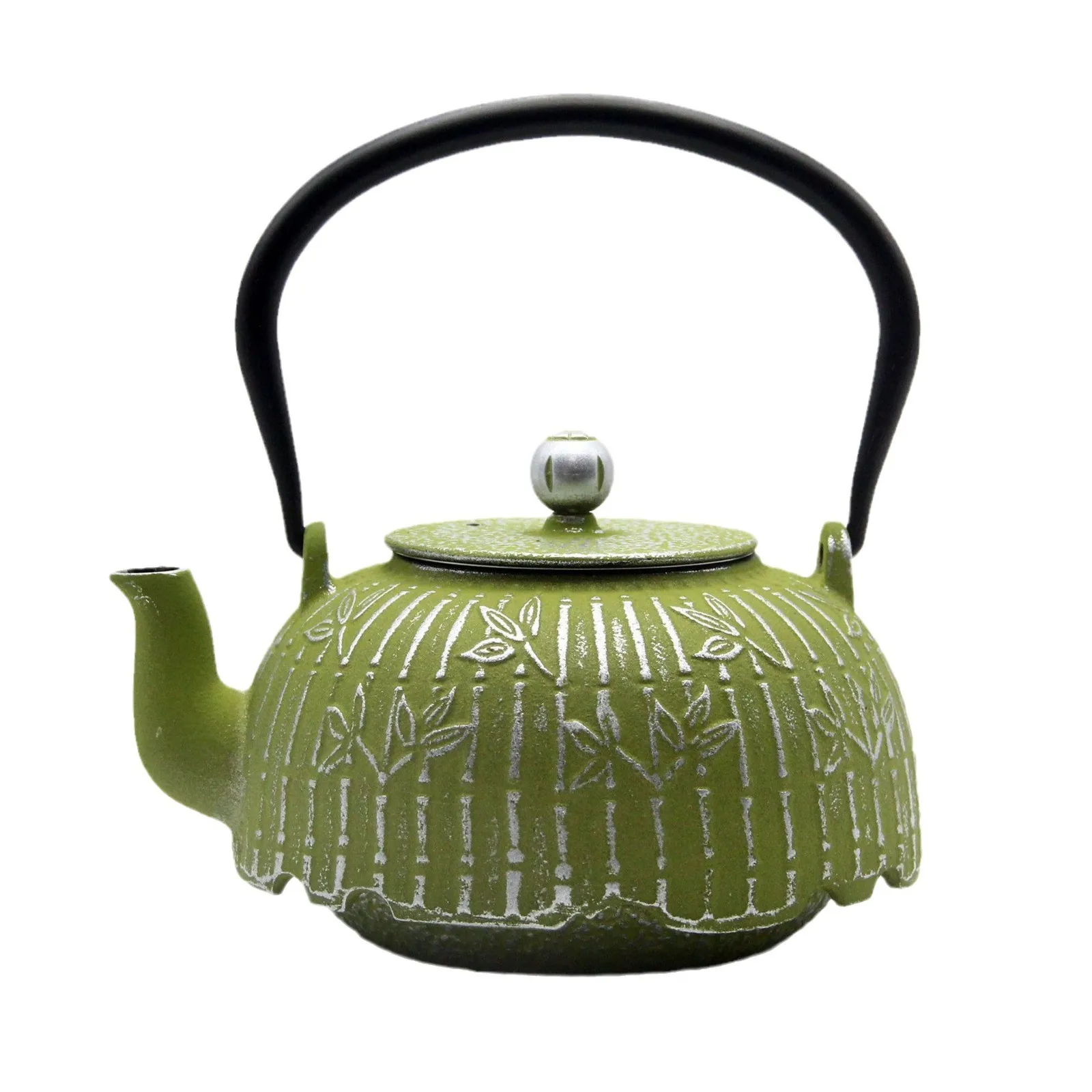40.6oz Cast Iron Teapot with Stainless Steel Strainer for Loose Tea, Small Tea Kettle for Stovetop Safe, Green Enameled Tea Pot