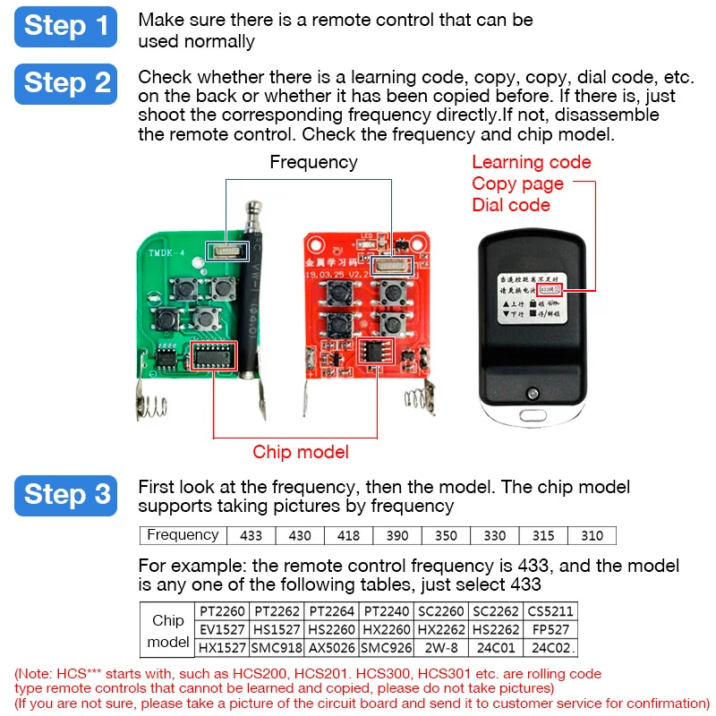 Garage Door Remote Control 433MHz Duplicator Garage Door Opener Handheld Transmitter Remote Control Cloning Garage Door Gate