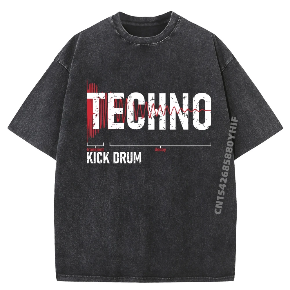 

Mens Printed Tshirt Techno Kick Drum Synthesizer Clothing Man Graphic Tees Mens Streetwear Washed Shirt Vintage Style
