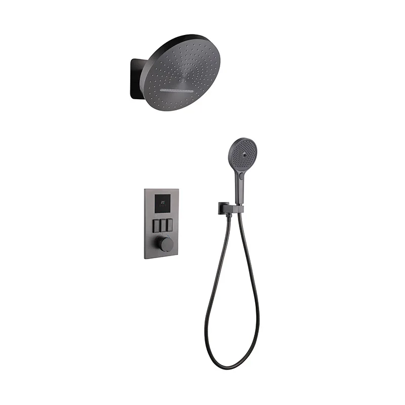 

Modern all-copper concealed shower set, household bathroom shower constant temperature embedded pressurized shower