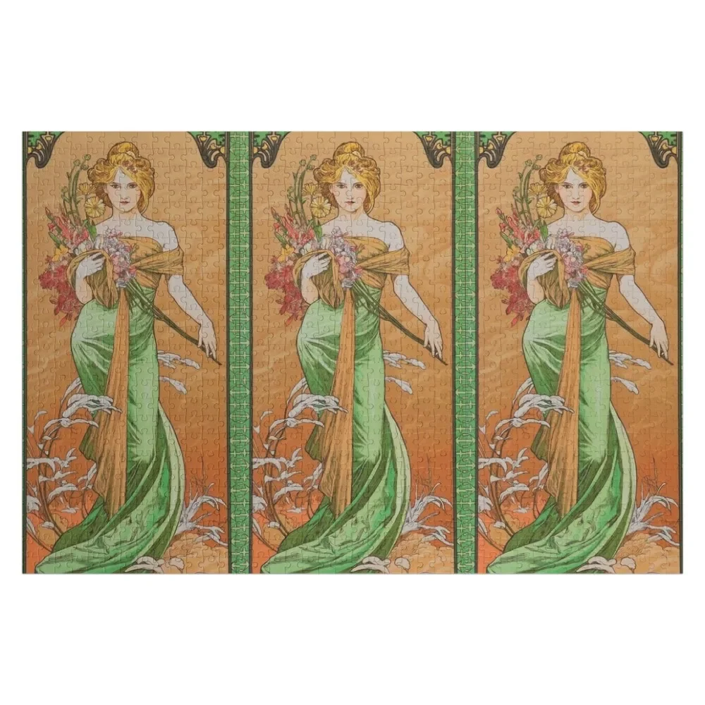 

The season spring - Alphonse mucha Jigsaw Puzzle Personalized Customizable Gift Wooden Name Custom Personalized Puzzle