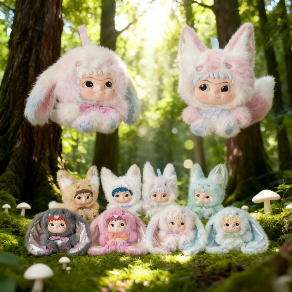 Caja ciega Wakuku de éxito más vendida, serie Fox & Bunny Trick or Treat, muñeca de vinilo, bolsa sorpresa, llavero, juguetes de moda, caja misteriosa, regalo