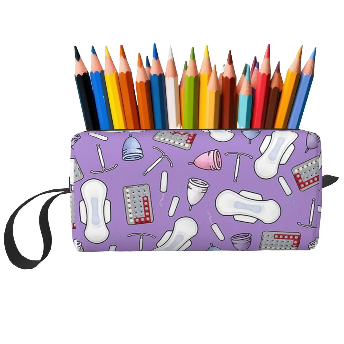 Period Protection, PMS Ready In Purple Pencil Case for Boys Girls Pen Box Pencil Bag Stationery Supplies Women Organizer Pouch
