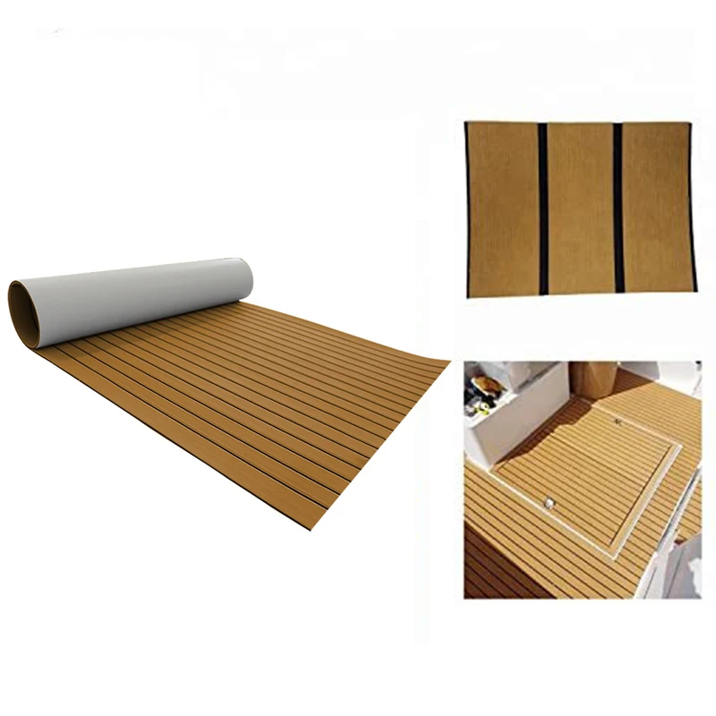 

Foam Teak Decking EVA Foam Marine Flooring Faux Boat Decking Sheet Accessories Marine Brown Black 240X 45Cm Brown-A74F