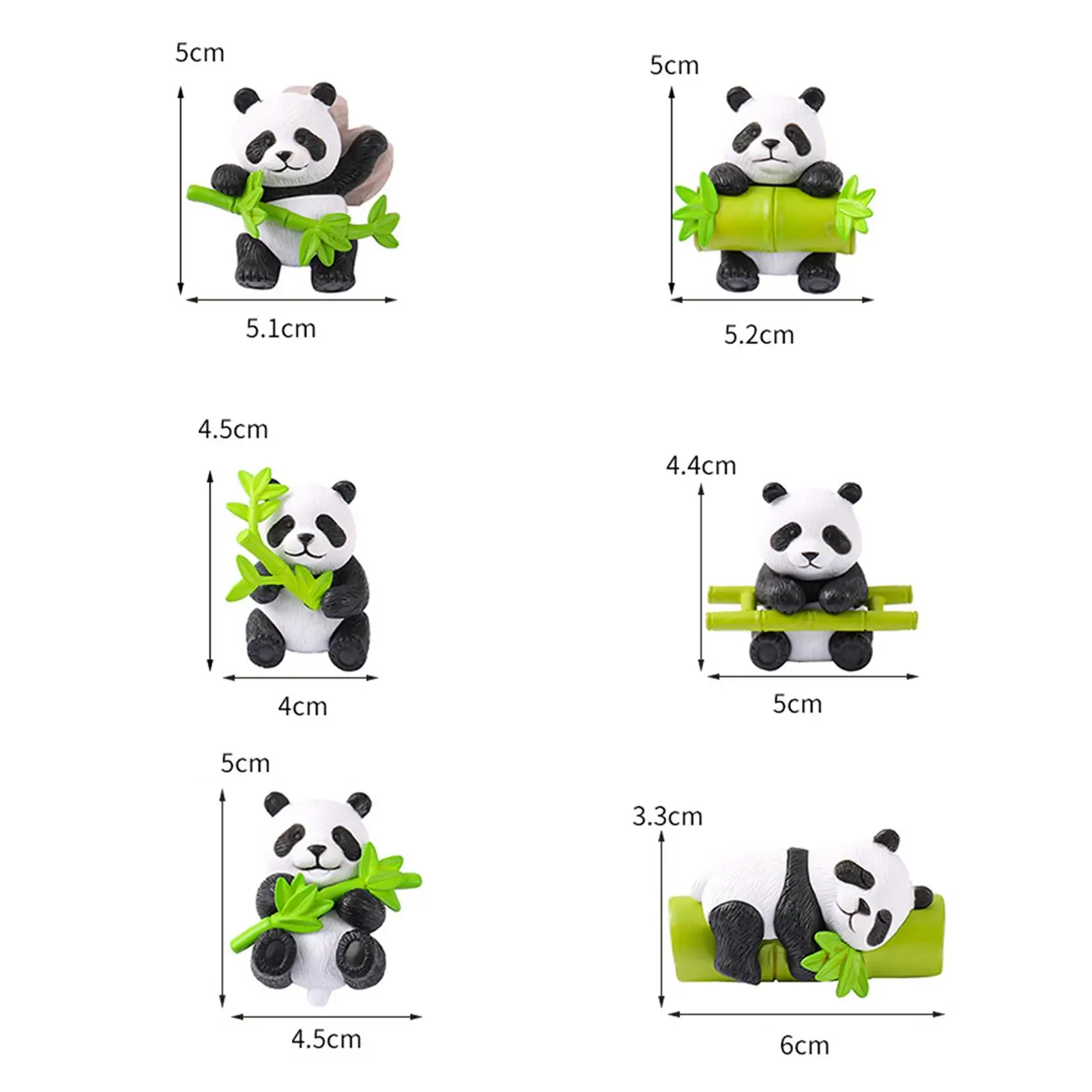 8 Pieces Resin Panda Figurines Craft DIY Micro Landscape for Kids Room Cute